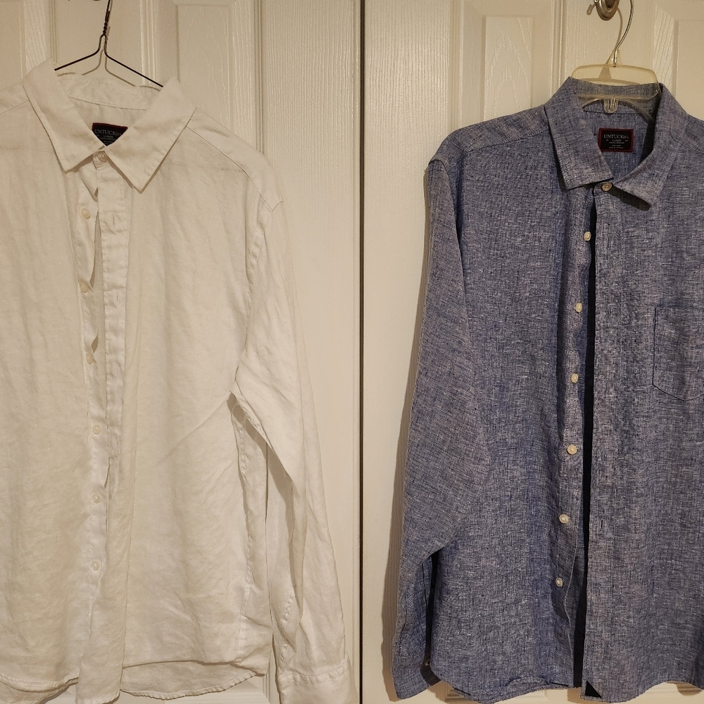 UNTUCKIT 100% Linen Men's Button-Up Shirts, Set Of 2